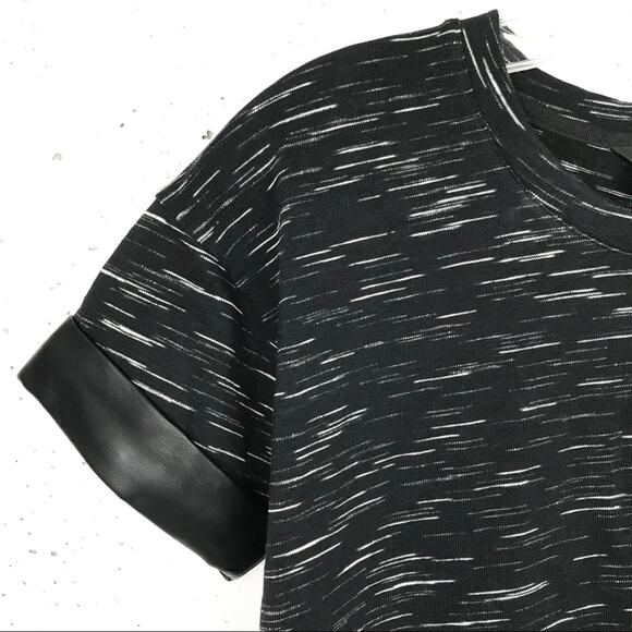 Club Monaco Faux Leather Trim Crewneck Short Sleeve Shirt Dress Size 00 - Picture 5 of 8